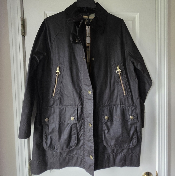 Barbour thigh length chocolate brown wax jacket NWT sz 6 - Picture 9 of 16